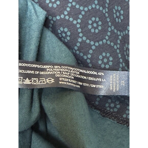 Tommy Hilfiger Sleepwear Blue Circle Dot Pattern Top Women's 2X Short Sleeve Top - Picture 7 of 12